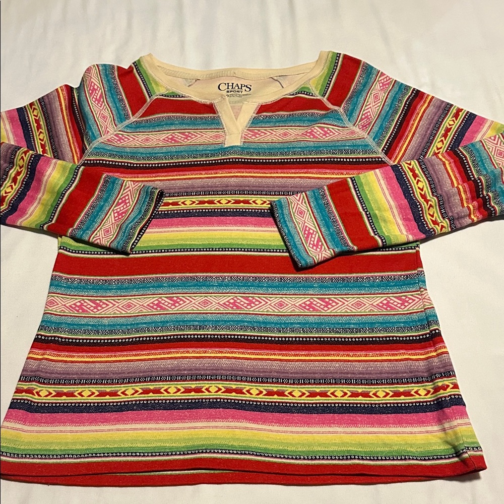 Chaps Sport Colorful Striped Long Sleeve Tee